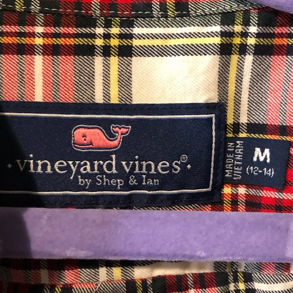 Vineyard Vines Classic Whale Holiday Plaid Button Down Shirt Size M (12-14) - Picture 5 of 7